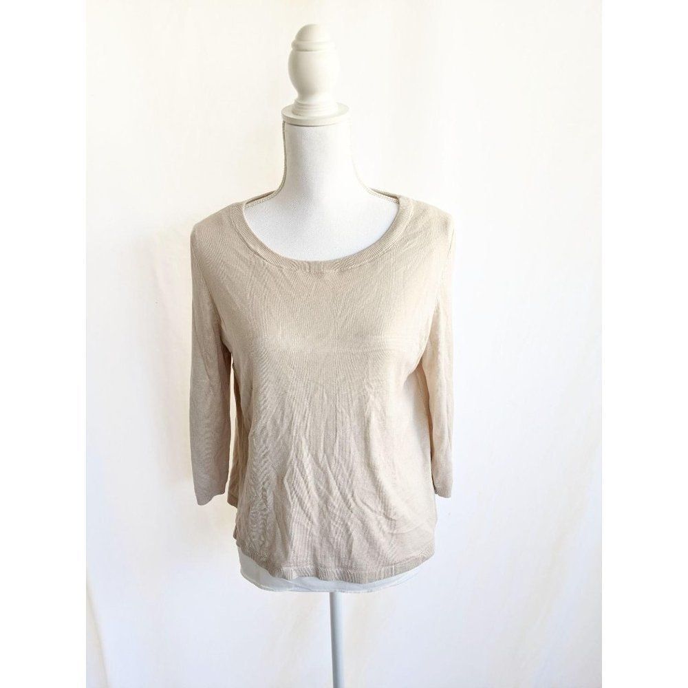 H&M Blouse Long sleeve Khaki Cream Medium